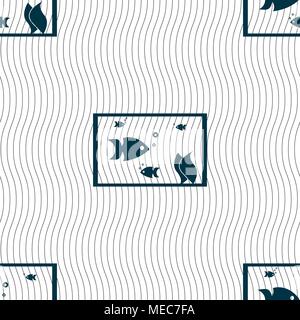 Aquarium, Fische im Wasser Symbol unterzeichnen. Nahtlose Muster mit geometrischen Struktur. Vector Illustration Stock Vektor