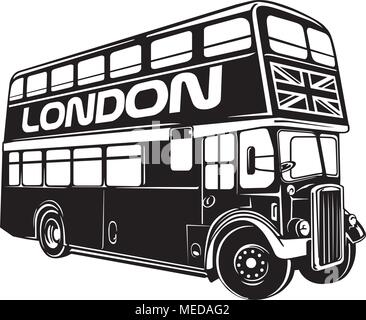 Double Decker Bus - Retro Clipart Illustration Stock Vektor