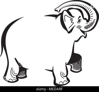 Elefant Ad Frame - Retro Clipart Illustration Stock Vektor