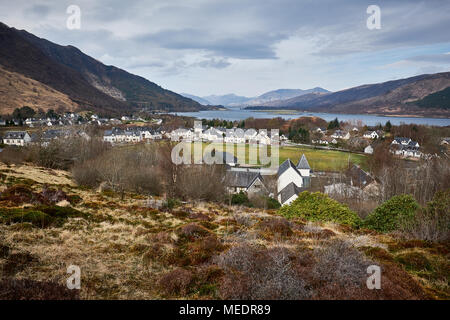 Glen Coe Stadt Loch Leven Schottland Blick von oben in den schottischen Highlands Stockfoto