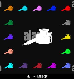 Feder und Tinte auf das Symbol anmelden. Vielen bunten Symbole für Ihr Design. Vector Illustration Stock Vektor