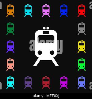 Zug Symbol unterzeichnen. Vielen bunten Symbole für Ihr Design. Vector Illustration Stock Vektor