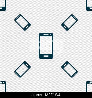 Smartphone Zeichen Symbol. Support Symbol. Call Center. Nahtlose Muster mit geometrischen Struktur. Vector Illustration Stock Vektor