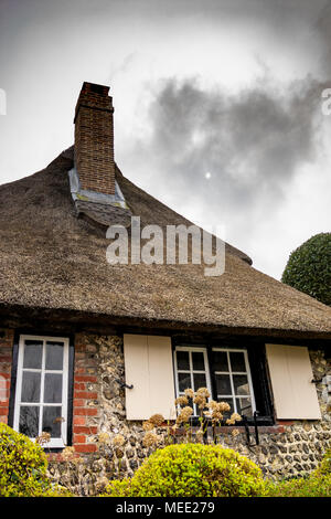 Traditionelle Reetdachhaus in West Sussex Dorf Amberley in England Stockfoto