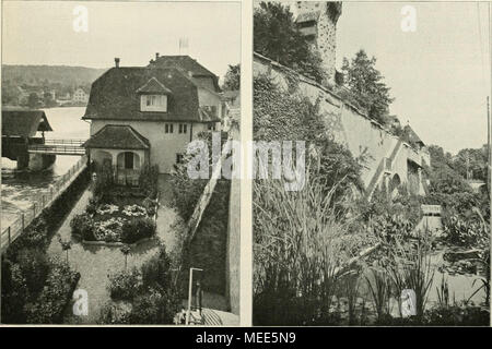 . Gartenkunst sterben. Otto Froebels Erben, Zürich V. Blick von der oberen Terrasse auf den Blumengarten bin Induktionskopfhörern. Alte Mauern und neuer Garten. Von Gustav Ammana, Zürich. Drüben in Bremgarten hoch über den Ufern der Reuß e ein altes Schloß. / Dm Induktionskopfhörern hinunter wird es gestützt durch mächtige Mauern, zwischen denen kleine Terrassengärten liegen. Ihr Browser kann leider keine eingebetteten Frames ist Wein gepflanzt und Obst gedeiht gut in der geschützten Lage. Am Fuße der größten Mauer lag unten ein kleiner Streifen Land, der zum Blumengarten werden sollte. Zum besseren Abschluß gegen sterben Straße, sterben Über den Induktionskopfhörern führt, ist ein Hau Stockfoto