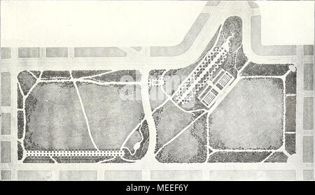 . Gartenkunst sterben. Wettbewerbsentwurf für den Schillerpark zu Berlin von F. Bauer, Magdeburg. Mafistab Ca. 1: 7500. Stockfoto