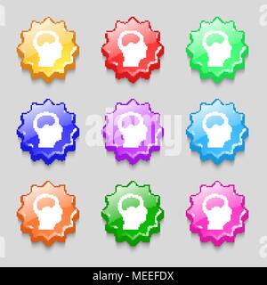 Kehlkopf, Ärzte Hals-, Nasen- und Ohrenheilkunde Symbol unterzeichnen. Symbol auf neun Wellig farbige Schaltflächen. Vector Illustration Stock Vektor