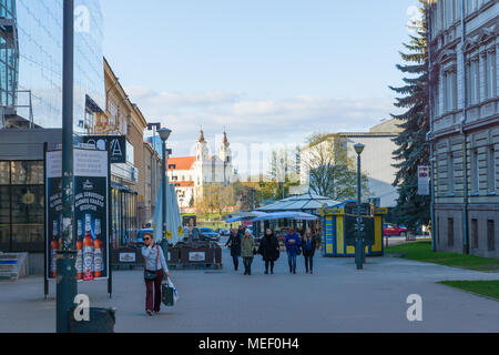 Vilnius, Litauen - 30. April 2017: das historische Zentrum von Vilnius ist der Ort, wo Tausende von Touristen kommen Stockfoto