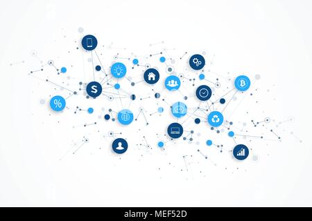 Internet der Dinge (IoT) und Netzwerkverbindung Konzept Design Vector. Intelligente digitale Konzept Stock Vektor