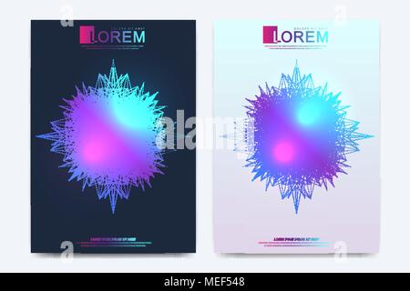 Moderne vector Template für Broschüre, Faltblatt, Flyer, Cover, Katalog, Zeitschrift oder Jahresbericht im Format A4. Wirtschaft, Wissenschaft und Technologie design Buch Layout. Präsentation mit Mandala. Karte Oberfläche. Stock Vektor