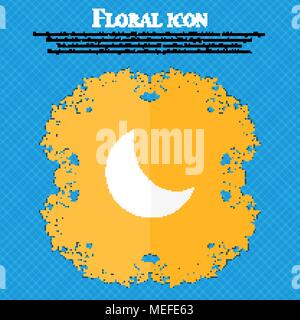 Durch das Symbol "Mond". Florale flache Bauweise auf einem blauen Abstrakt Hintergrund mit Platz für Ihren Text. Vector Illustration Stock Vektor