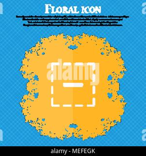 Die minus in einem Quadrat. Florale flache Bauweise auf einem blauen Abstrakt Hintergrund mit Platz für Ihren Text. Vector Illustration Stock Vektor