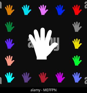 Symbol Hand unterzeichnen. Vielen bunten Symbole für Ihr Design. Vector Illustration Stock Vektor