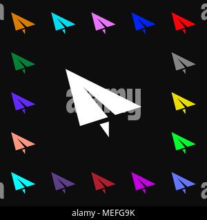 Papierflieger Symbol unterzeichnen. Vielen bunten Symbole für Ihr Design. Vector Illustration Stock Vektor