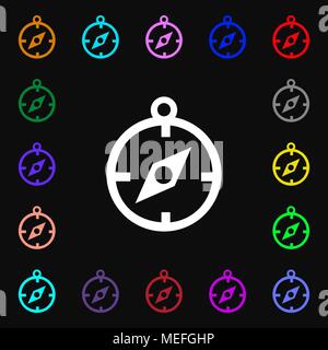 Kompass Symbol unterzeichnen. Vielen bunten Symbole für Ihr Design. Vector Illustration Stock Vektor