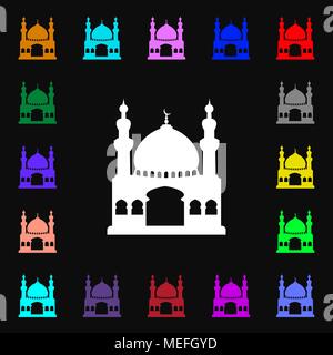 Türkische Architektur, Moschee Symbol unterzeichnen. Vielen bunten Symbole für Ihr Design. Vector Illustration Stock Vektor