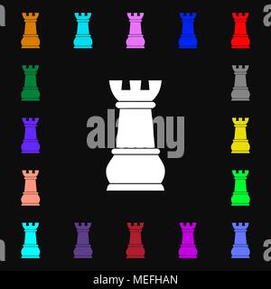 Schach Rook Symbol unterzeichnen. Vielen bunten Symbole für Ihr Design. Vector Illustration Stock Vektor