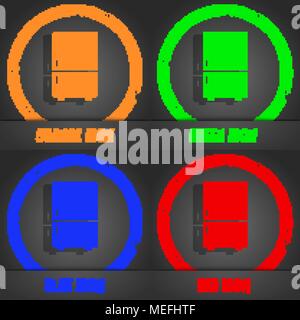 Kühlschrank Symbol. Modernen Stil. In den Orange, Grün, Blau, Rot Design. Vector Illustration Stock Vektor