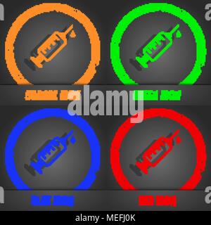 Spritze Symbol. Modernen Stil. In den Orange, Grün, Blau, Rot Design. Vector Illustration Stock Vektor