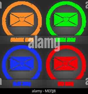 Schreiben liebe Symbol. Modernen Stil. In den Orange, Grün, Blau, Rot Design. Vector Illustration Stock Vektor