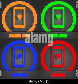 Schreiben Liebe, Valentinstag, Billet-doux, romantische Pen pals Symbol. Modernen Stil. In den Orange, Grün, Blau, Rot Design. Vector Illustration Stock Vektor