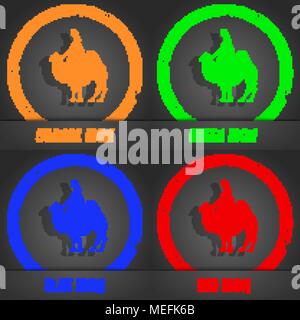 Camel-Symbol. Modernen Stil. In den Orange, Grün, Blau, Rot Design. Vector Illustration Stock Vektor