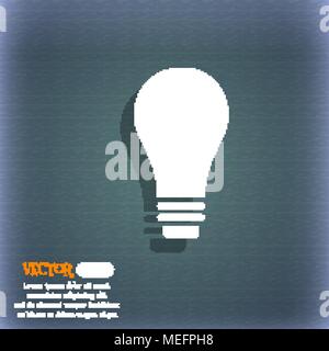 Glühlampe Symbol. Auf dem blau-grünen Abstrakt Hintergrund mit Schatten und Platz für Ihren Text. Vector Illustration Stock Vektor