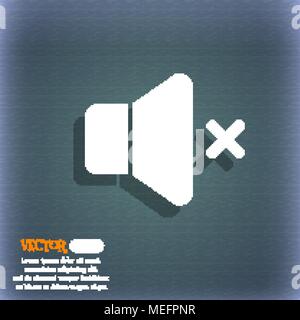 Kein Symbol für die Lautstärke. Auf dem blau-grünen Abstrakt Hintergrund mit Schatten und Platz für Ihren Text. Vector Illustration Stock Vektor