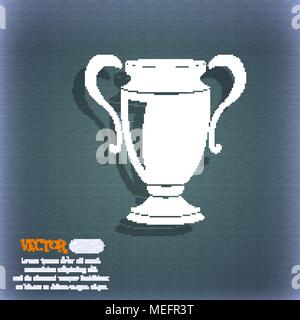 Trophy-Symbol. Auf dem blau-grünen Abstrakt Hintergrund mit Schatten und Platz für Ihren Text. Vector Illustration Stock Vektor