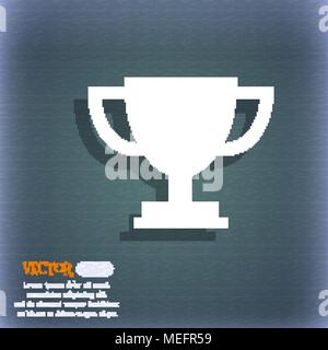 Trophy Cup Symbol. Auf dem blau-grünen Abstrakt Hintergrund mit Schatten und Platz für Ihren Text. Vector Illustration Stock Vektor