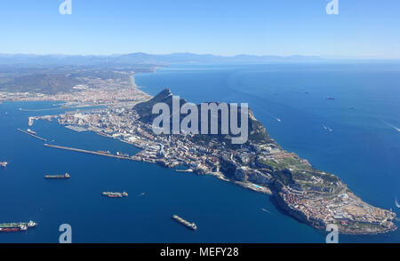 Luftaufnahme von Gibraltar Stockfoto