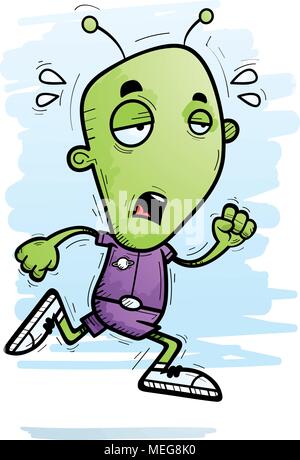 Ein Cartoon Illustration von einem fremden Mann laufen und Suchen erschöpft. Stock Vektor