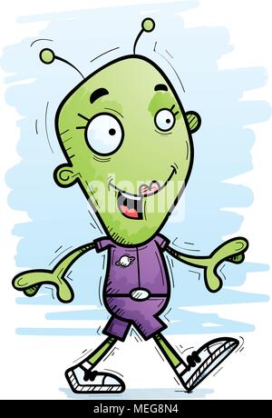 Ein Cartoon Illustration einer fremden Frau wandern. Stock Vektor