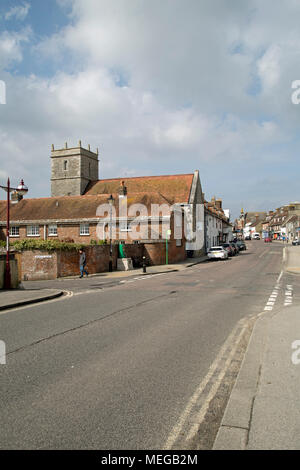 Wareham, Dorset, England, April 2018, einen Blick auf die South Street (B 3075). Stockfoto