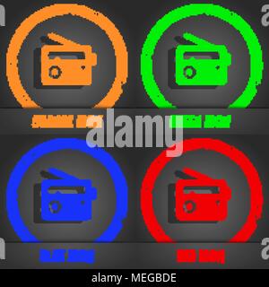 Retro Radio Symbol. Modernen Stil. In den Orange, Grün, Blau, Grün design. Vector Illustration Stock Vektor
