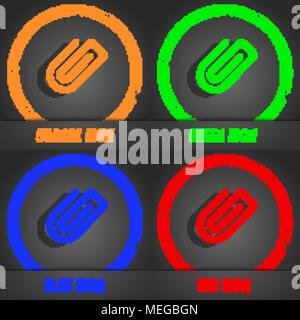 Büroklammer Symbol. Modernen Stil. In den Orange, Grün, Blau, Grün design. Vector Illustration Stock Vektor