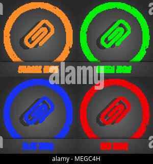 Clip zu Papier Symbol. Modernen Stil. In den Orange, Grün, Blau, Grün design. Vector Illustration Stock Vektor