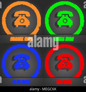 Retro Telefonhörer Symbols. Modernen Stil. In den Orange, Grün, Blau, Grün design. Vector Illustration Stock Vektor
