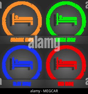 Hotel Icon Symbol. Modernen Stil. In den Orange, Grün, Blau, Grün design. Vector Illustration Stock Vektor