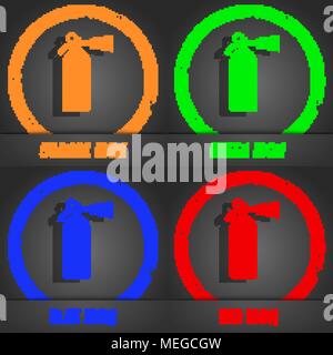 Feuerlöscher Symbol. Modernen Stil. In den Orange, Grün, Blau, Grün design. Vector Illustration Stock Vektor