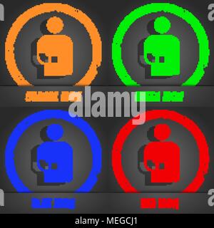 Gebrochenen arm, Behinderung Symbol. Modernen Stil. In den Orange, Grün, Blau, Grün design. Vector Illustration Stock Vektor