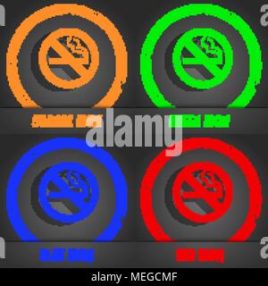 Rauchen verboten, Symbol. Modernen Stil. In den Orange, Grün, Blau, Grün design. Vector Illustration Stock Vektor