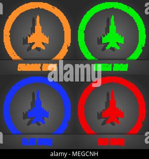 Fighter Symbol. Modernen Stil. In den Orange, Grün, Blau, Grün design. Vector Illustration Stock Vektor