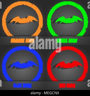 Bat-Symbol. Modernen Stil. In den Orange, Grün, Blau, Grün design. Vector Illustration Stock Vektor