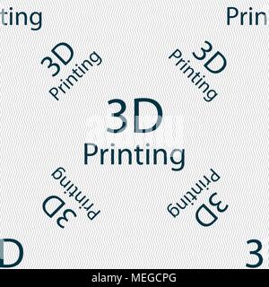 3D-Drucken zeichen Symbol. 3D-Druck Symbol. Nahtlose Muster mit geometrischen Struktur. Vector Illustration Stock Vektor