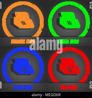 Cash Maschine registrieren Symbol. Modernen Stil. In den Orange, Grün, Blau, Grün design. Vector Illustration Stock Vektor