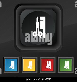 Haar Symbol. Satz von fünf bunte, stilvolle Tasten auf schwarze Textur für Ihr Design. Vector Illustration Stock Vektor