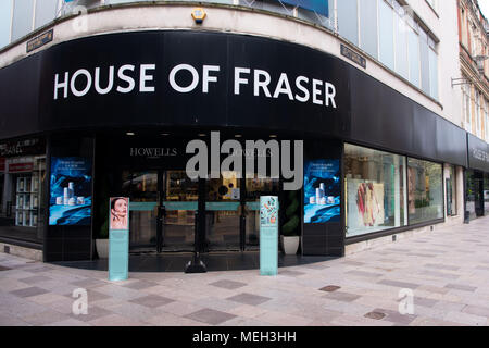 House of Fraser Store anmelden Logo in Cardiff, Wales, UK. Stockfoto