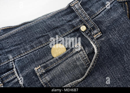 Euro-banknoten in Jeans. Abstrakte foto Geld und Geld für Sicherheit. Stockfoto