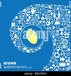 Menschlichen herzen Symbole. Schönes set der schönen Ikonen verdrehte Spirale in der Mitte von einem großen Symbol. Vector Illustration Stock Vektor